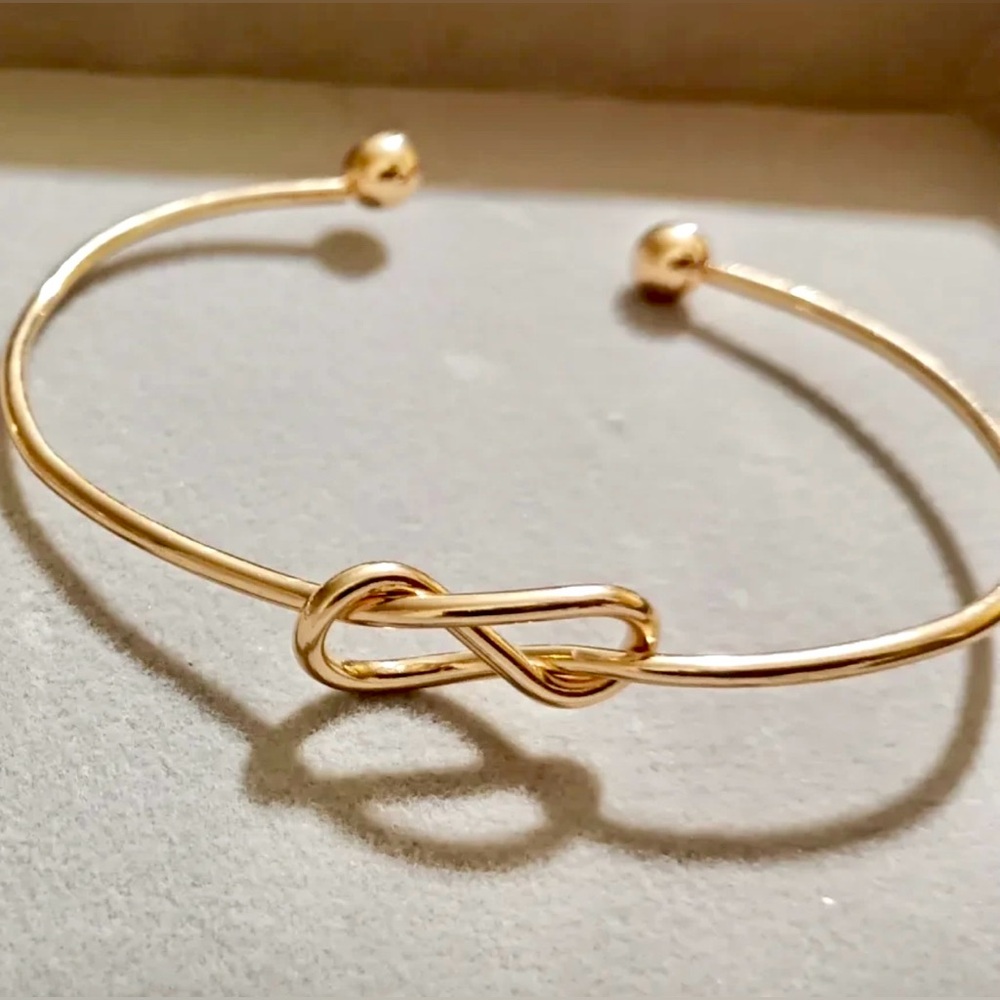 14K Gold Plated Infinity Knot Bracelet, Bangle